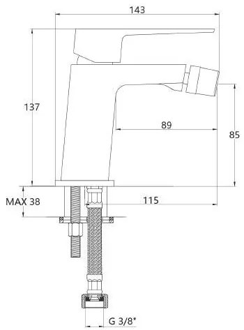 Invena Paros, szabadon álló bidé csaptelep, króm, BB-09-001-A