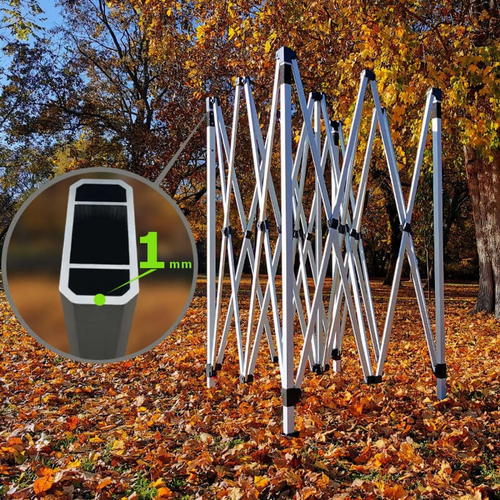 Kerti Pavilon Összecsukható 3x3m | Prémium UV/PVC Védelem | Stabilis BRIMO | Gyors Összecsukás Szerszám Nélkül - falak nélkül - Bézs