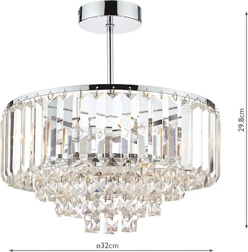 LAURA ASHLEY 3437217-Q VIENNA Kristály Mennyezeti Lámpa Fehér, Csiszolt Króm G9 IP20