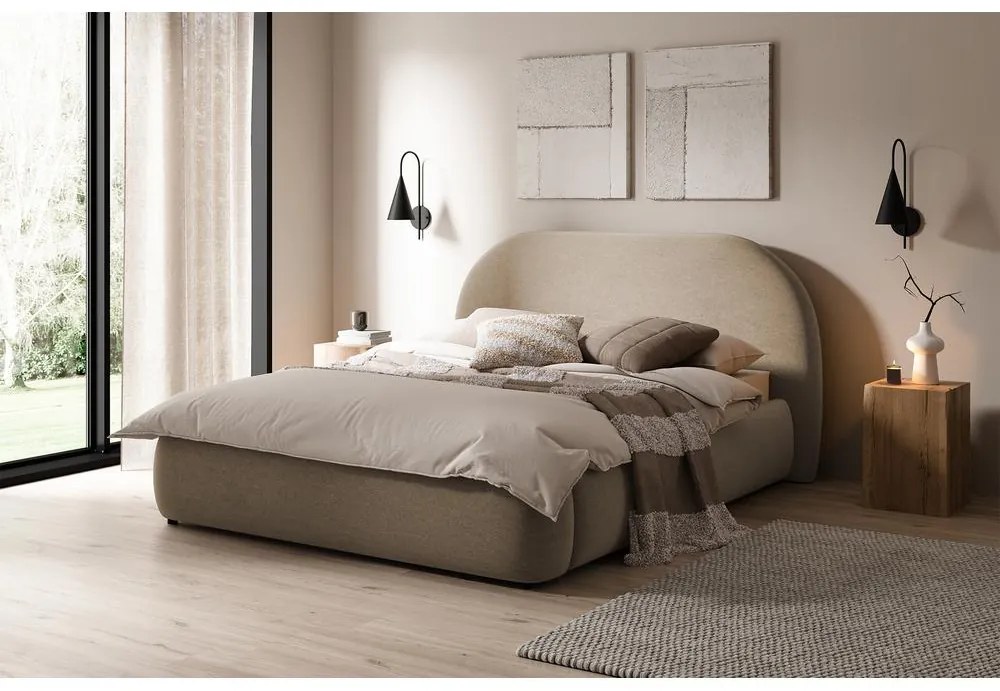 Franciaágy 180 cm Olivo P (ágyráccsal) (tárolóhellyel) (közepes bézs + fekete). Akció -15%. 1100397