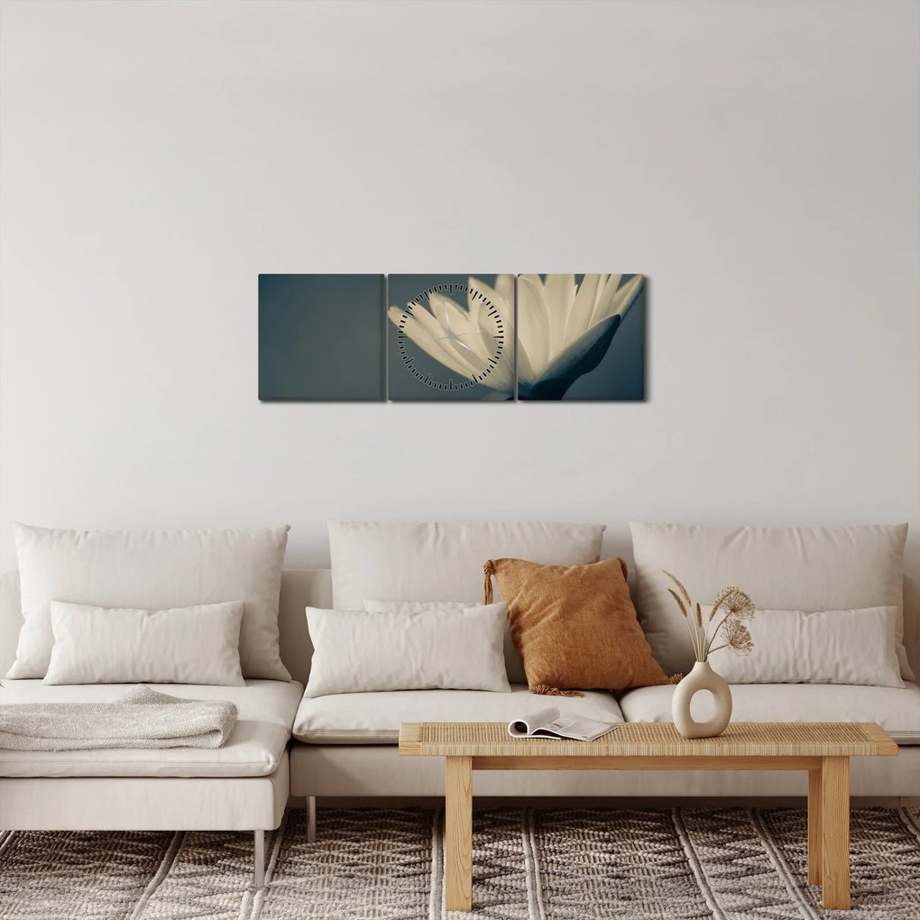 Virágos kép (órával) (90x30 cm)