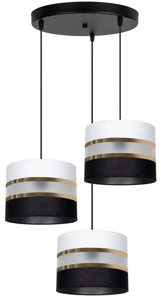 Csillár zsinóron CORAL 3xE27/60W/230V fekete-fehér