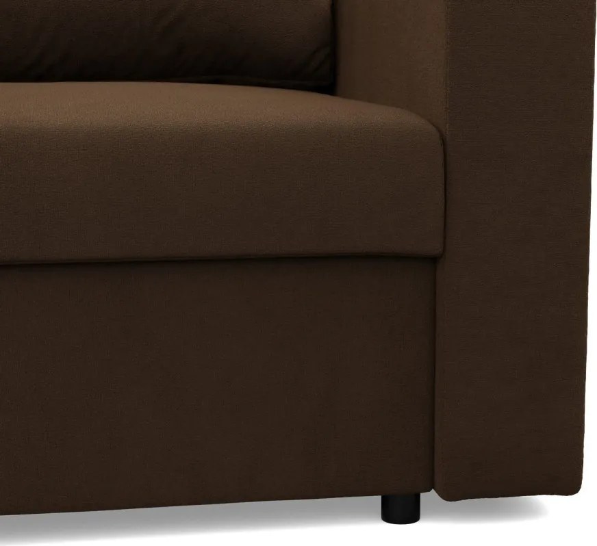 Zeus sarokkanapé, 2 ágyneműtartóval, egyenes kartámasz, szövet anyag, univerzális oldal, bonell töltet, barna