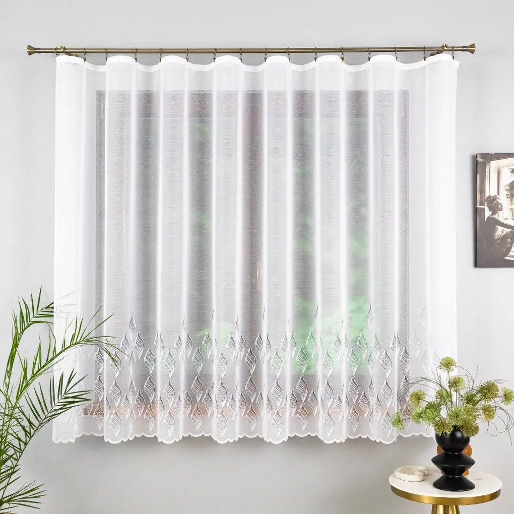 Sűrű Tejszínű Függöny Konyhai Ablakokhoz, Kész Szalaggal 300X160