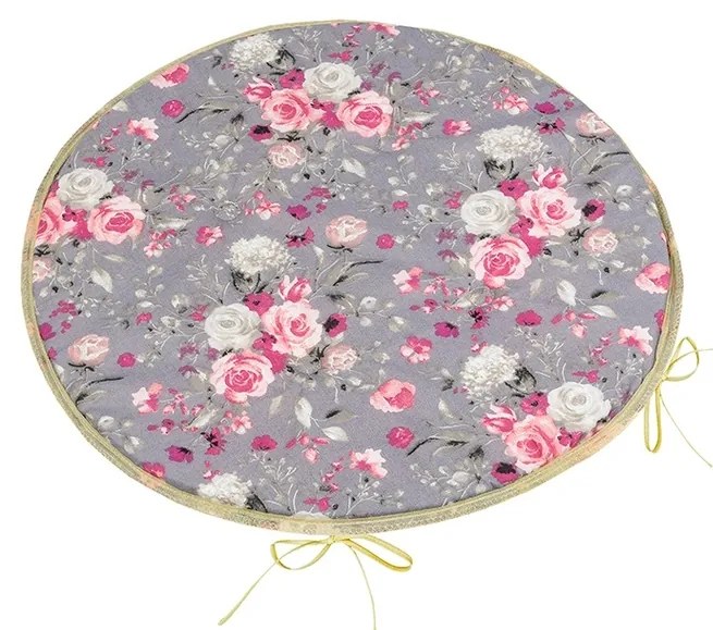 Bellatex Adéla kerek, sima ülőpárna Rózsaszínrózsák 40 x 40 cm