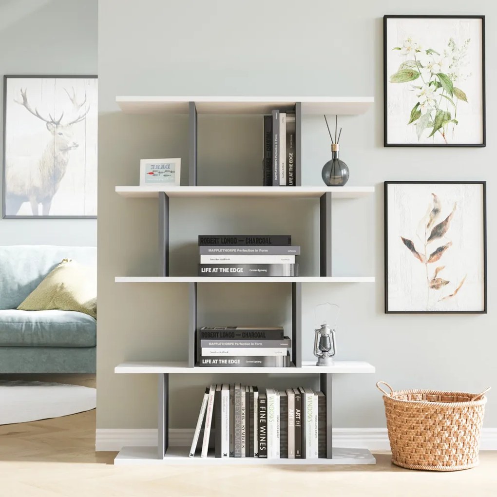 Harmon könyvespolc, antracit-fehér, 90 cm