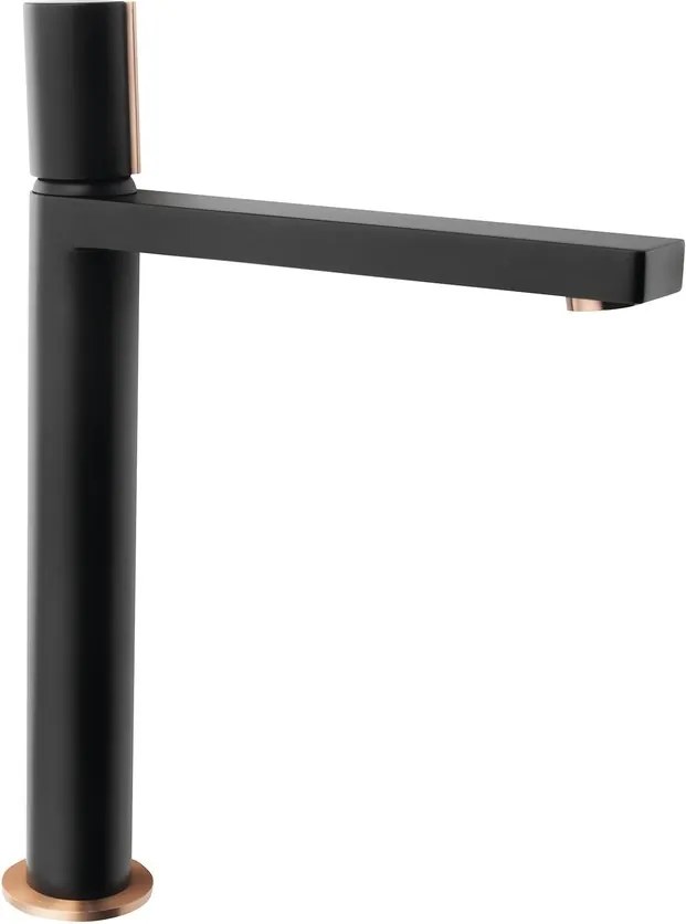 Sapho Sapho, KAISA szabadon álló mosdócsap lefolyó nélkül, magas, 235 mm, fekete / vörös arany, ZT091