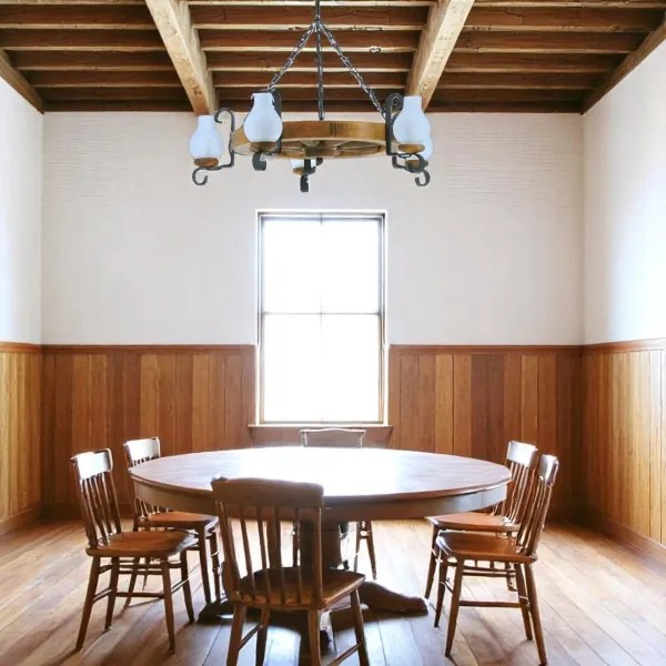 Brilagi - Láncos csillár ROATA 5xE14/40W/230V Ø 70 cm bükk