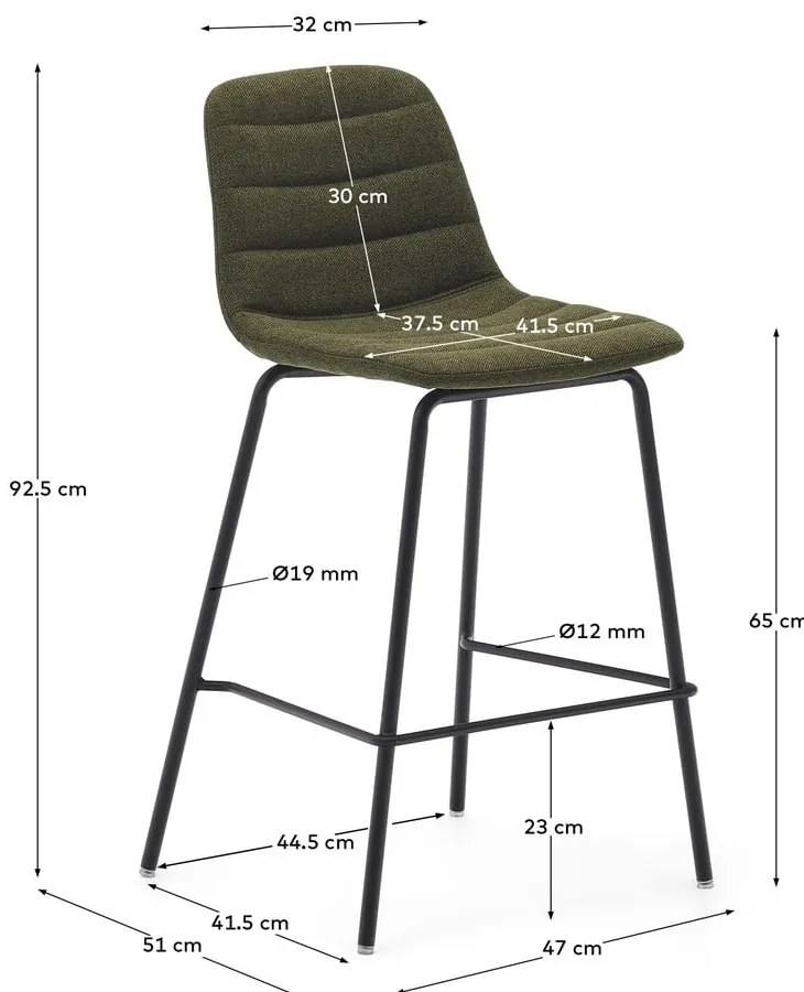 Sötétzöld bárszék szett 2 db-os 92,5 cm Zunilda – Kave Home