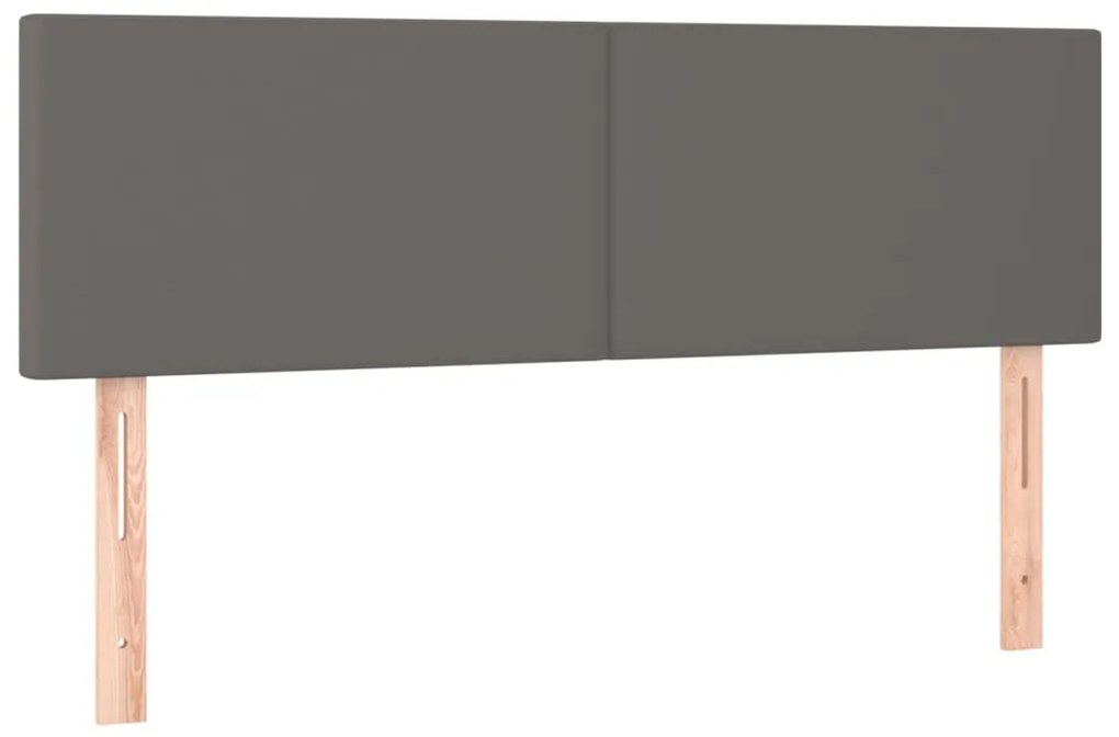 szürke műbőr rugós ágy matraccal 140 x 200 cm