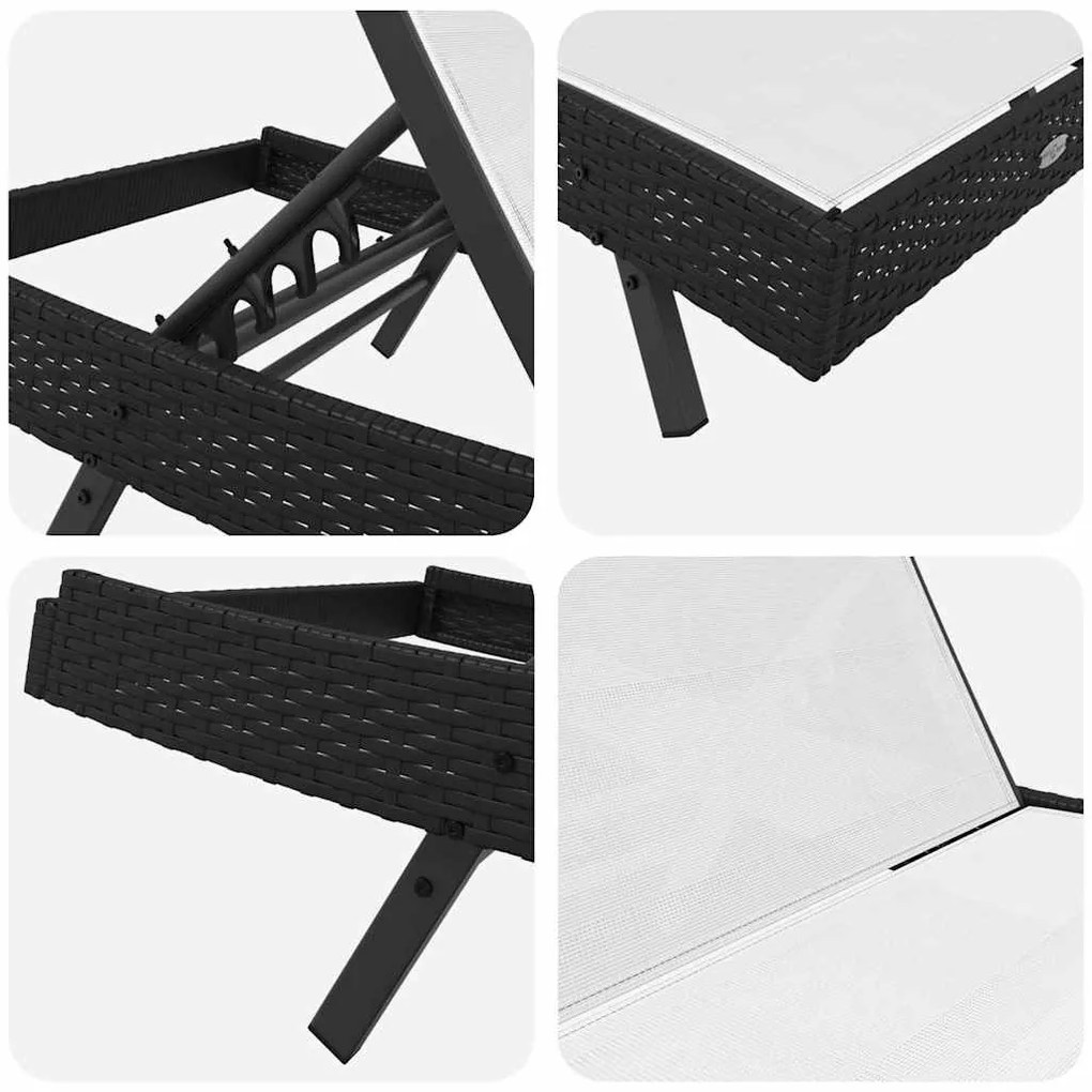 Napágyak 3 pcs Fekete és Fehér 40 x 40 x 40.5 cm polirattan