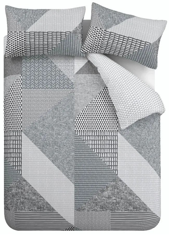 Szürke kétszemélyes-hosszabbított ágyneműhuzat 230x220 cm Larsson Geo – Catherine Lansfield