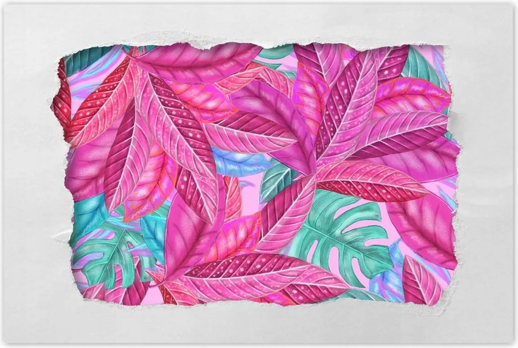 Poszter 60x40 Rózsaszín fújt levelek