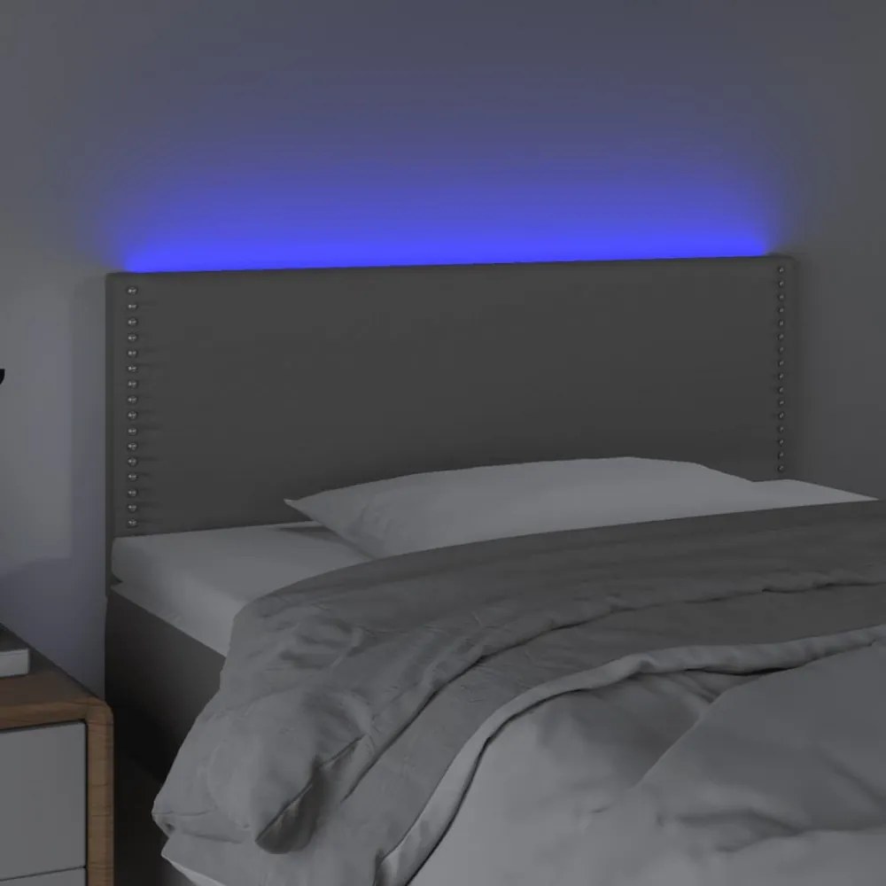 szürke műbőr LED-es fejtámla 90 x 5 x 78/88 cm