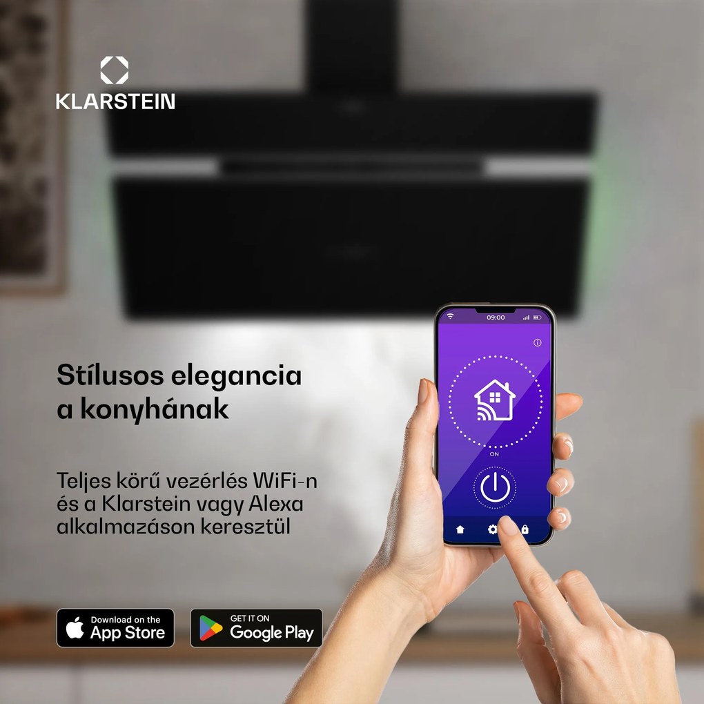 Klarstein Alina páraelszívó | 90 cm | Smart | 615 m³/h | Csendes | EEK A