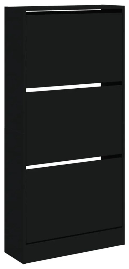 fekete szerelt fa cipőszekrény 60 x 21 x 125,5 cm