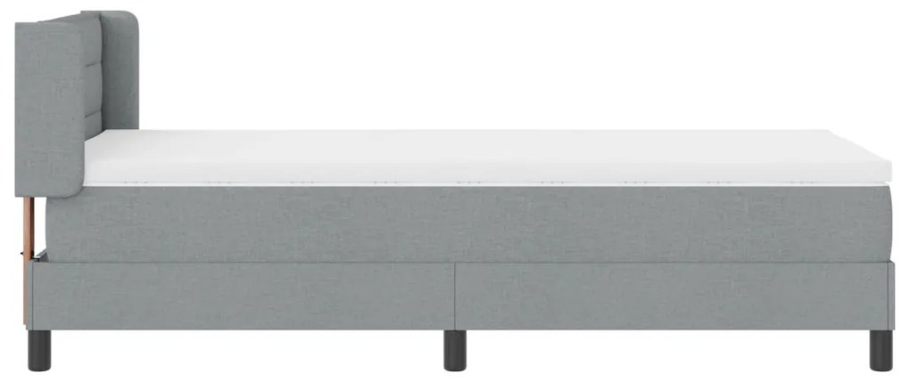 Boxspring Ágy Mattal, Világosszürke, 80x200 cm, Szövet