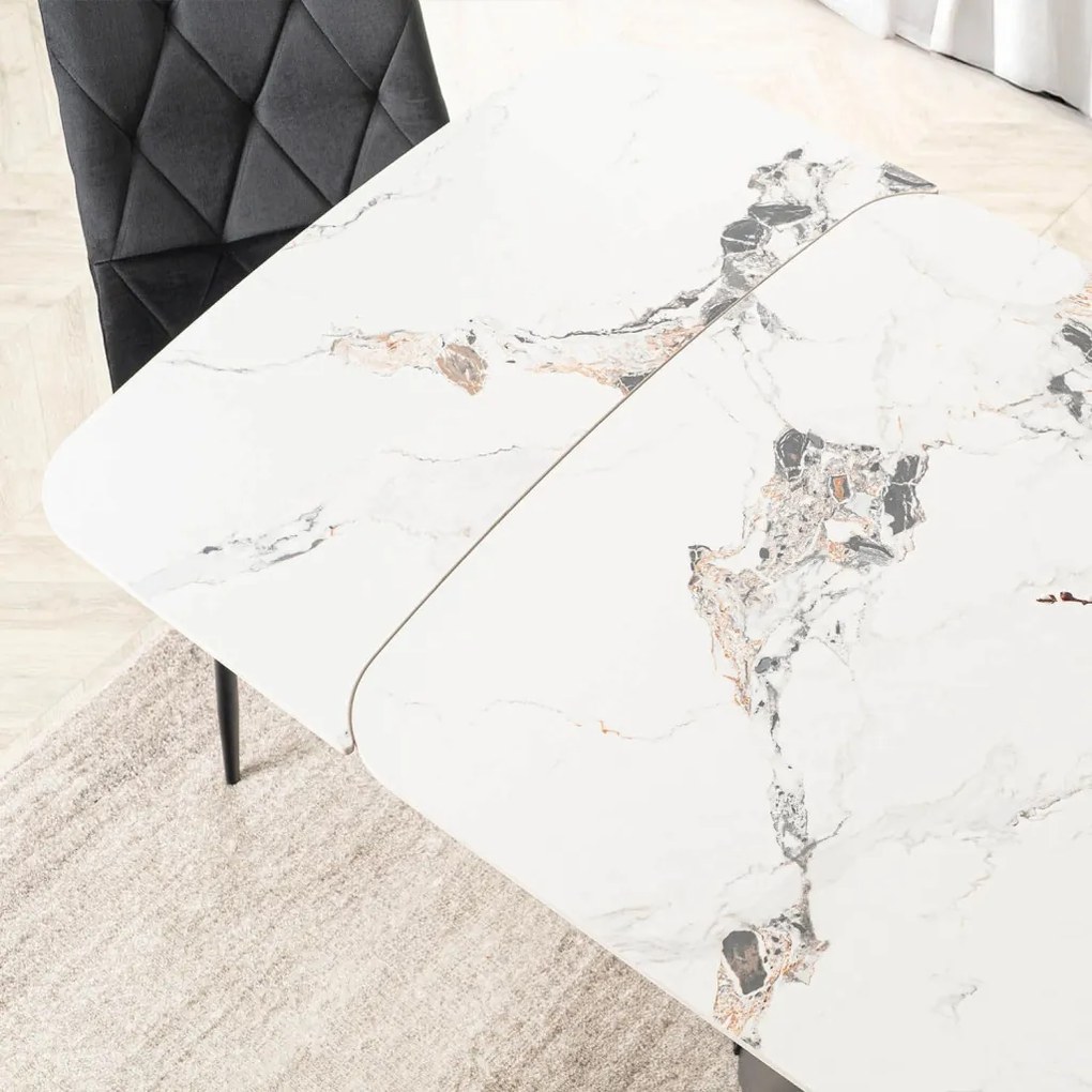 Stół VERONA Ceramiczny Rozkładany 160-240 cm Biały márvány/Czarny