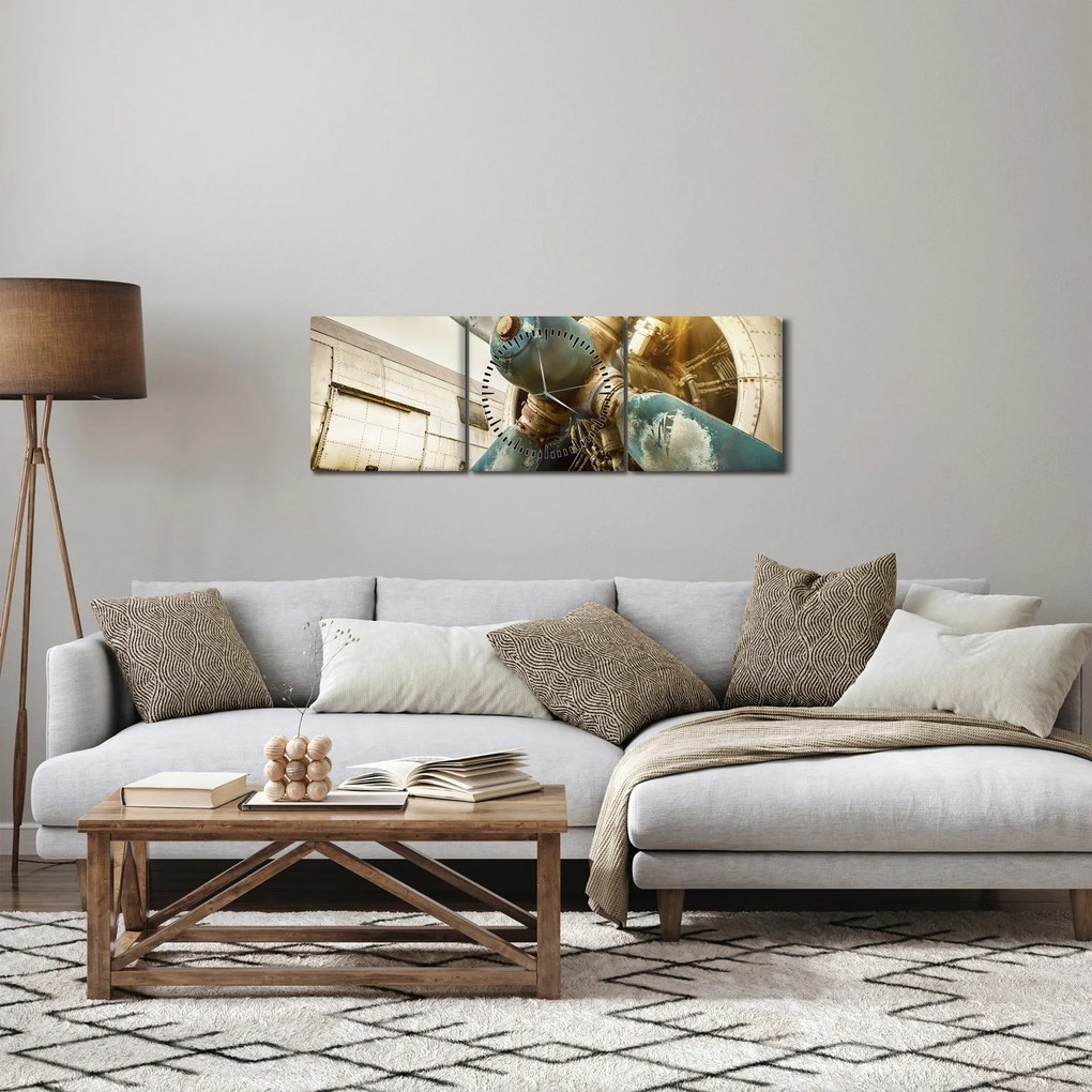 Kép - Egy régi repülőgép légcsavarja (órával) (90x30 cm)