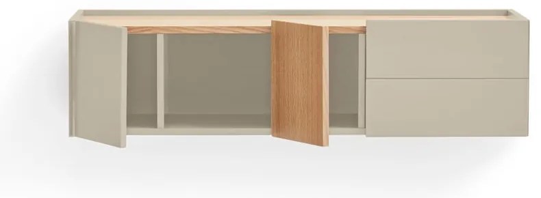 Bézs-natúr színű alacsony komód tölgyfa dekorral 110x23 cm Otto – Teulat