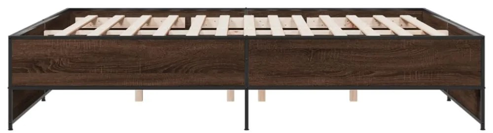 barna tölgyszínű szerelt fa és fém ágykeret 180 x 200 cm