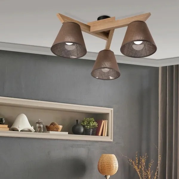 Brilagi - LED Felületre szerelhető csillár ANTHONY 3xE14/40W/230V tölgy/barna