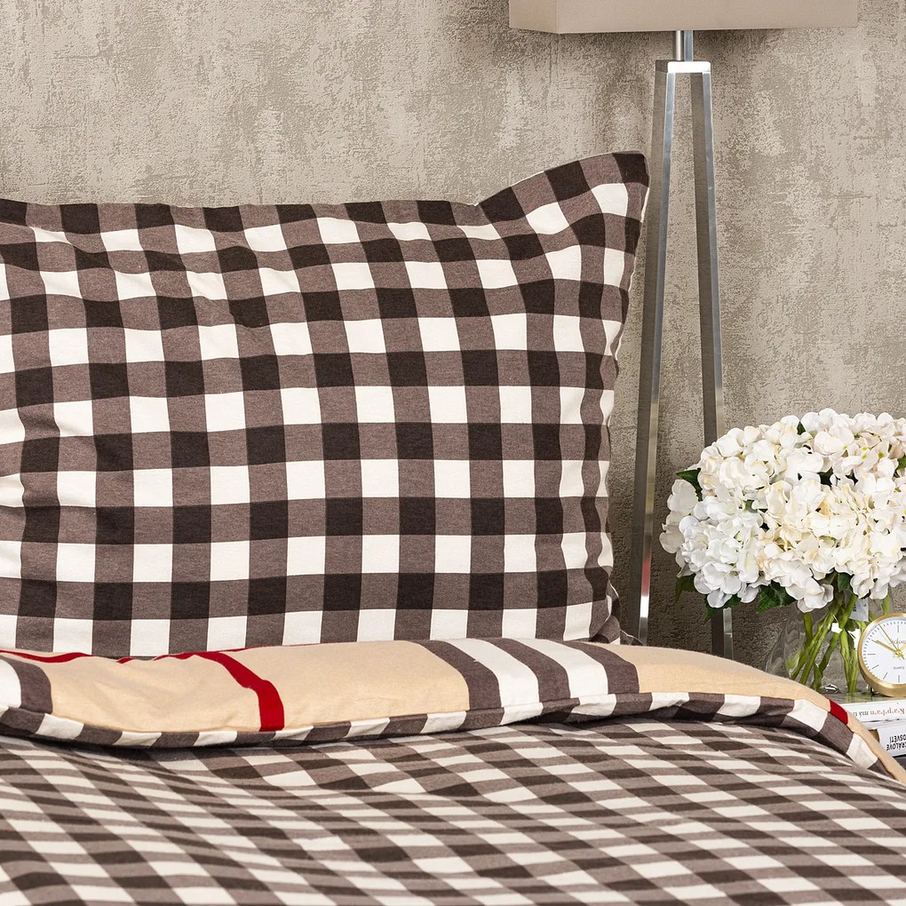 4Home Kockás flanel ágynemű, 160 x 200 cm, 70 x 80 cm