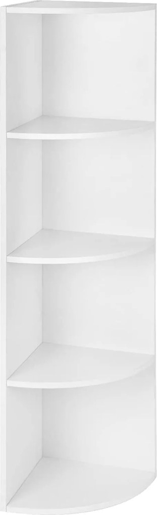 4 szintes sarokpolc, álló tárolópolc 30 x 129,5 x 30 cm, fehér
