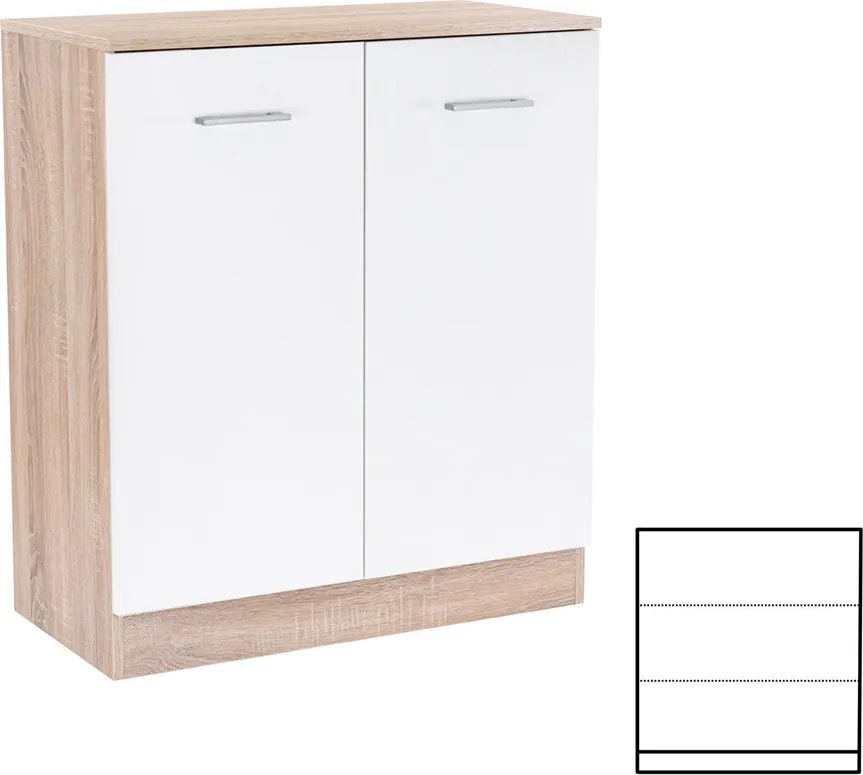 Miami komód 2 ajtós 80x92 cm fehér-sonoma tölgy