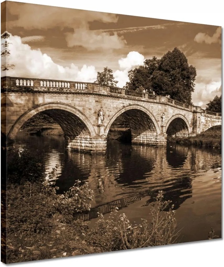 Vászonkép 40x40 Híd a folyón szépia