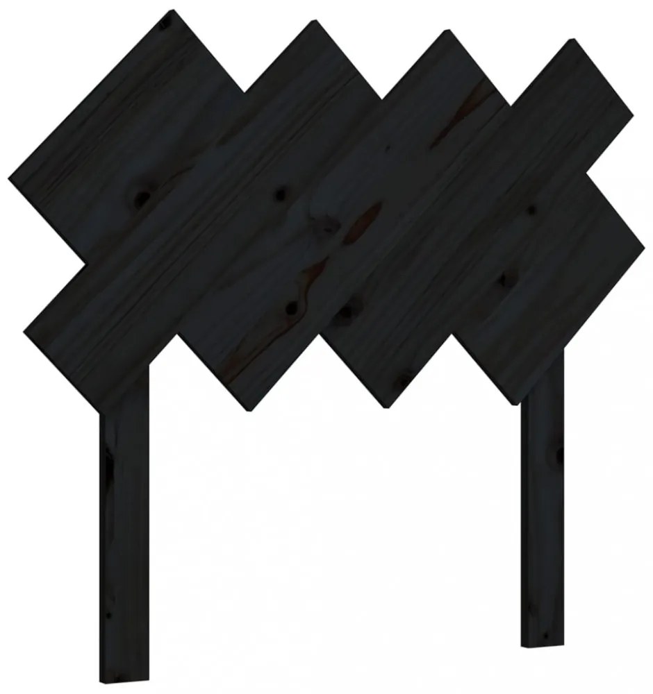 fekete tömör fenyőfa ágyfejtámla 92x3x81 cm