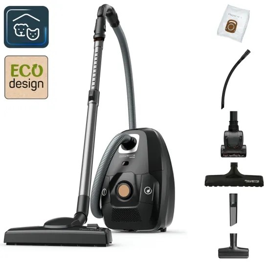 Rowenta - Porzsákos porszívó ZÖLD FORCE EFFITECH ECO TOTAL CLEAN 400W/230V fekete