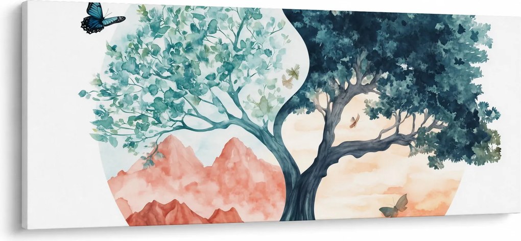 Kép – Akvarellfa tele élettel (120x50 cm)