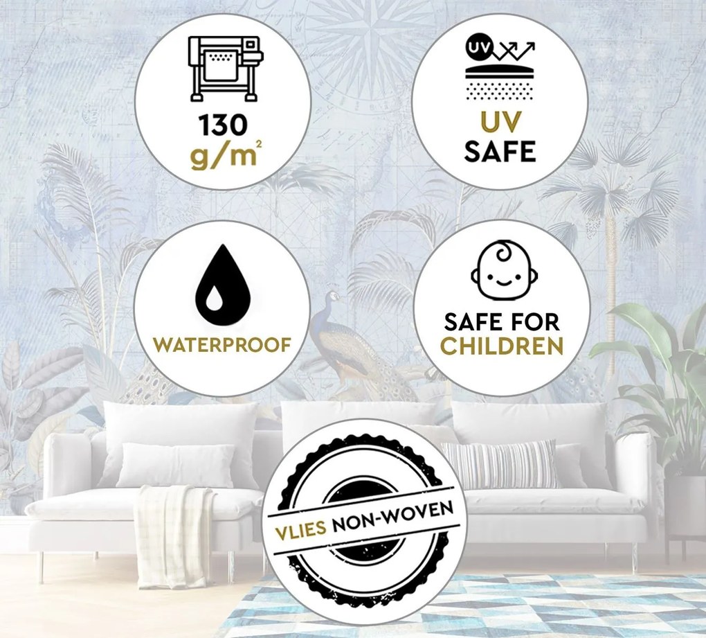 Gario Fotótapéta Pávak a trópusok kékben - Andrea Haase Anyag: Vlies, Méret: 400 x 280 cm