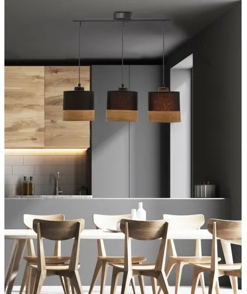 Csillár zsinóron PORTO 3xE27/60W/230V fekete/barna