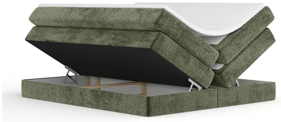 Sötétzöld ágyneműtartós boxspring ágy ágytámla nélkül 180x200 cm Juniper – Maison de Rêve