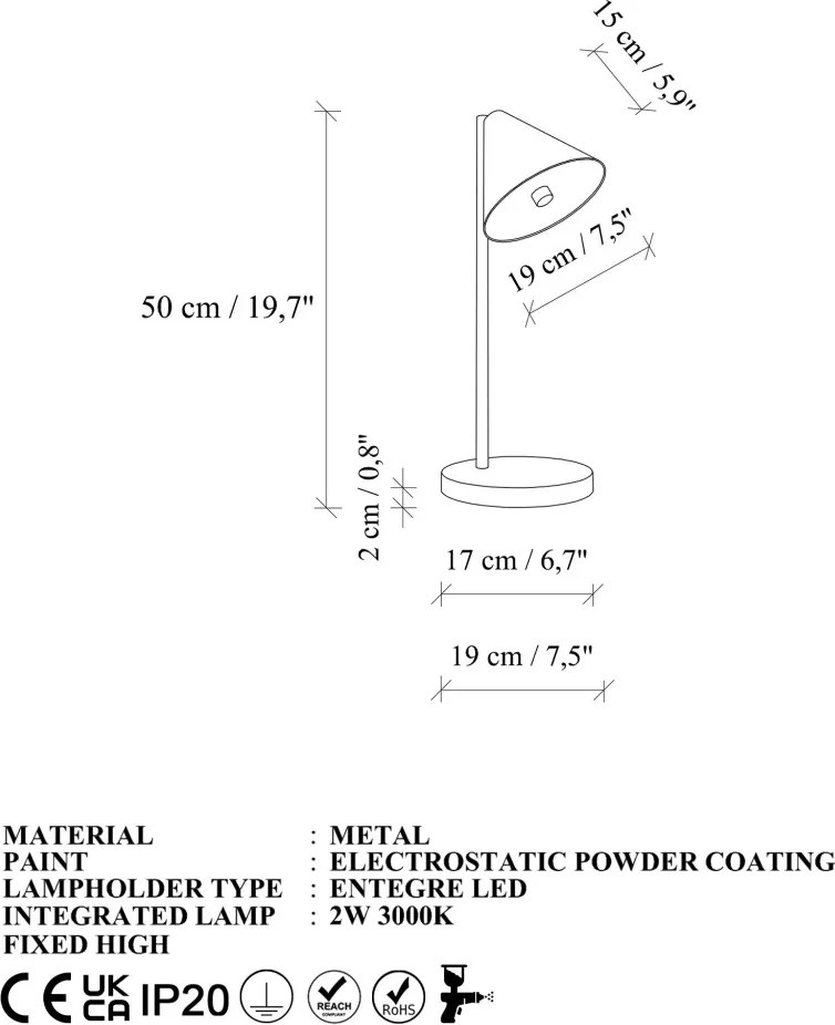 Fém éjjeli lámpa, Ø19 cm – Beam-19000-M