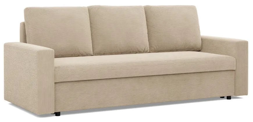 Zeus kanapéágy, kordbársony, bonell töltet, egyenes kartámasz, bézs