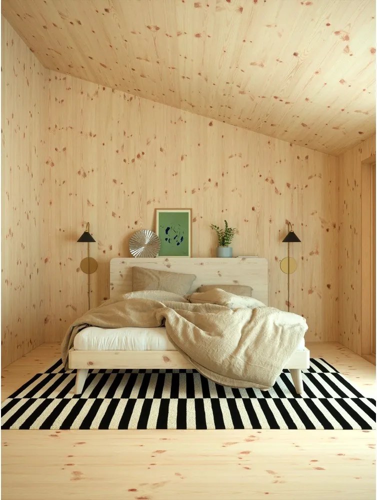 Barna borovi fenyő franciaágy ágyráccsal 140x200 cm Retreat – Karup Design