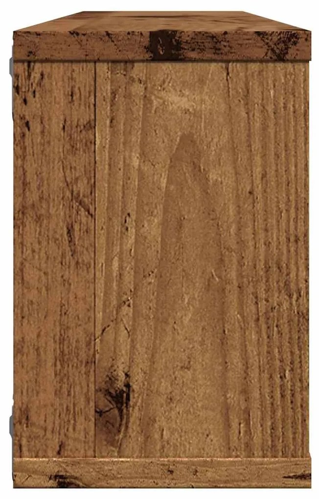 2 db antik fa színű szerelt fa fali kockapolc 60 x 15 x 23 cm