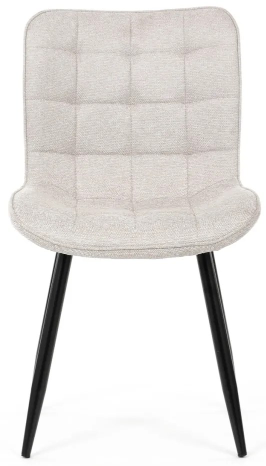 Scaun de sufragerie, material bej, picioare metalice negre