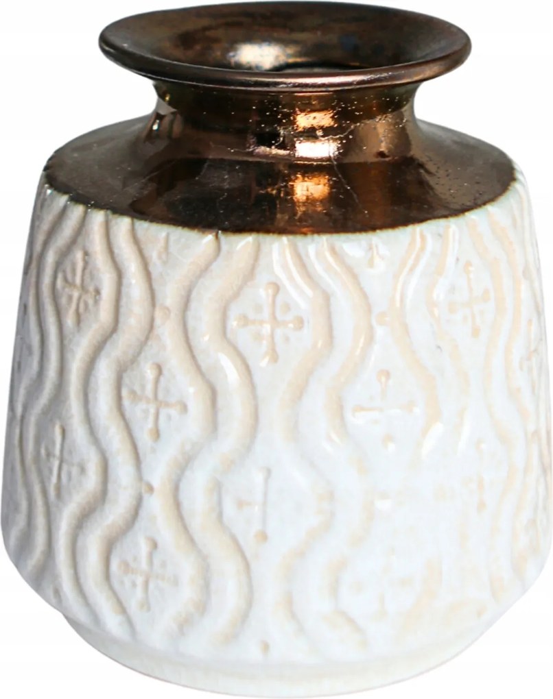 Kőváza arany bézs virágokkal magasság 18 cm