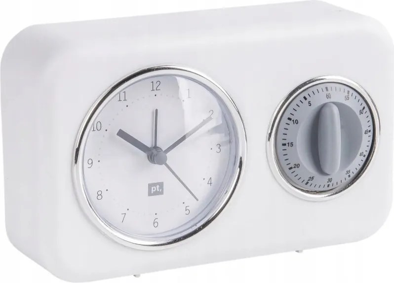 Ébresztőóra álló fehér, időzítővel a hálószobába, polcra Nosztalgia