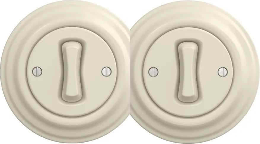 Kliklap - Kettős retro egypólusú kapcsoló 1-es kerettel bézs