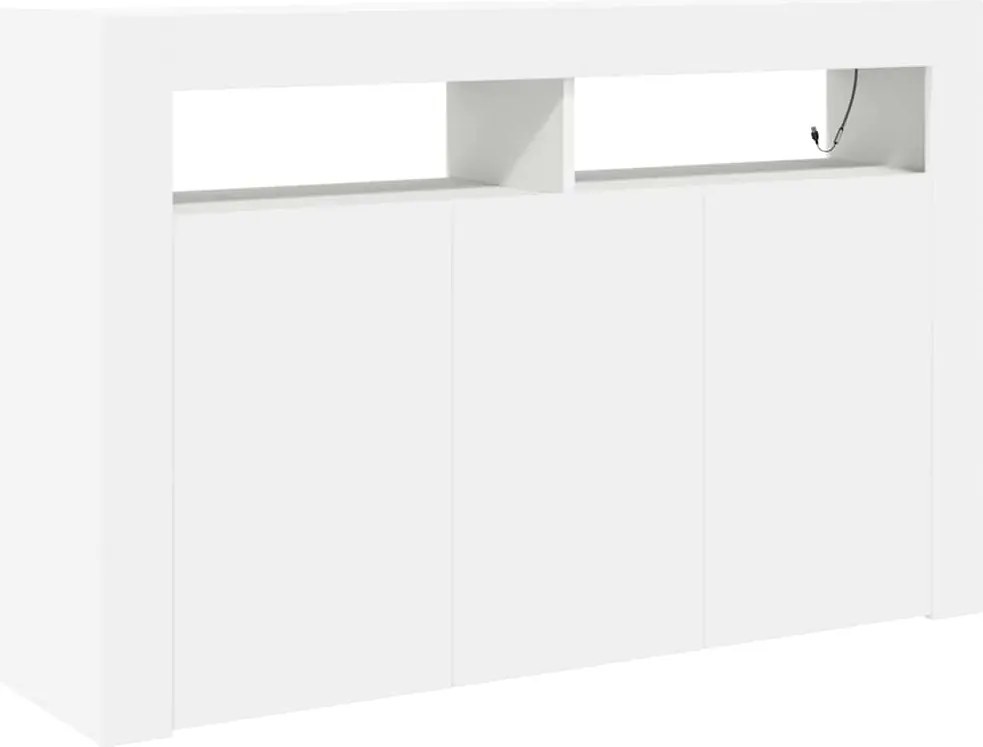 vidaXL Széf LED -es lámpákkal Fehér 116 x 30 x 75 cm Faanyag