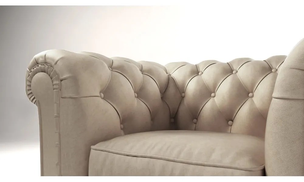 Krémszínű bársony fotel Cambridge – Ropez