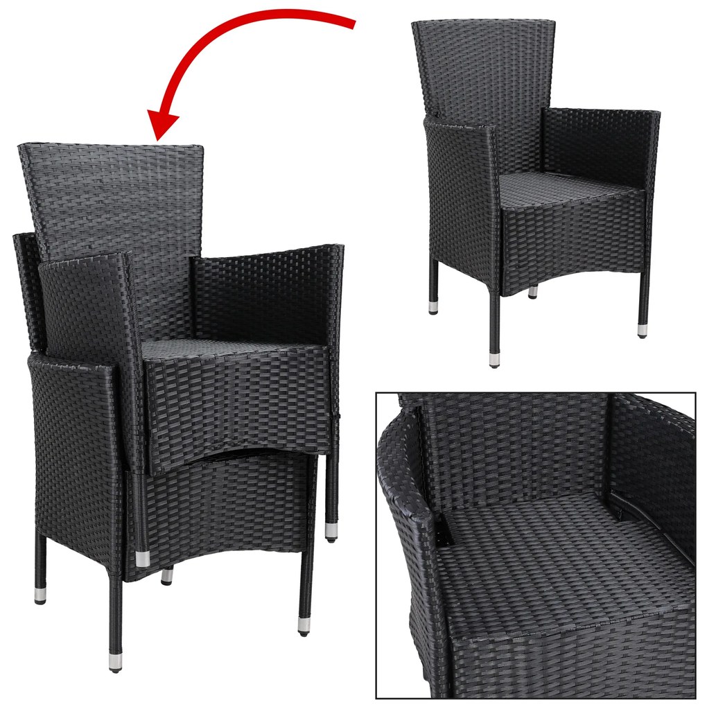 Casaria® 2 db rattan szék - fekete