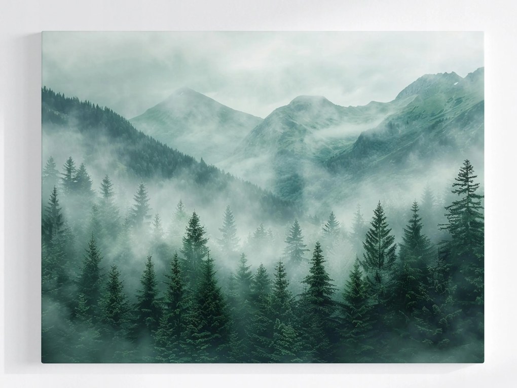 Poszter Hegyi Erdő Köd Nyugalom Rejtély Tájkép 100x75