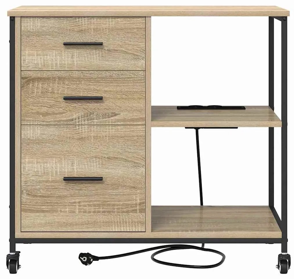 Irodai szekrény kerékkel sonoma tölgy 76 x 41 x 72 cm Faanyag