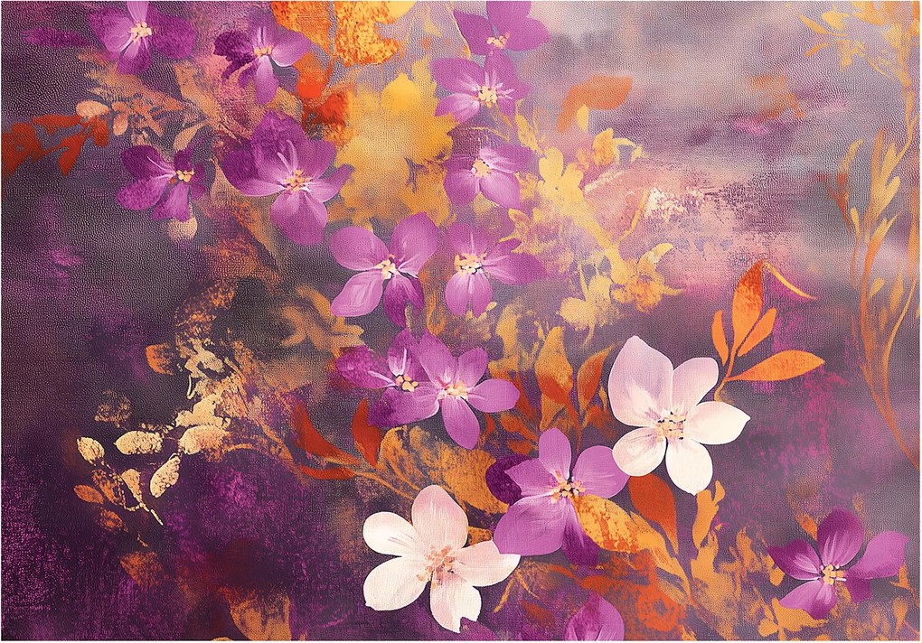 Fotótapéta levelek 3D Hatás virágok Modern elegáns nappali hálószoba Loft